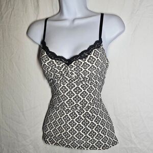 vintage y2k 2000s whimsigoth patterned white house black market tank top